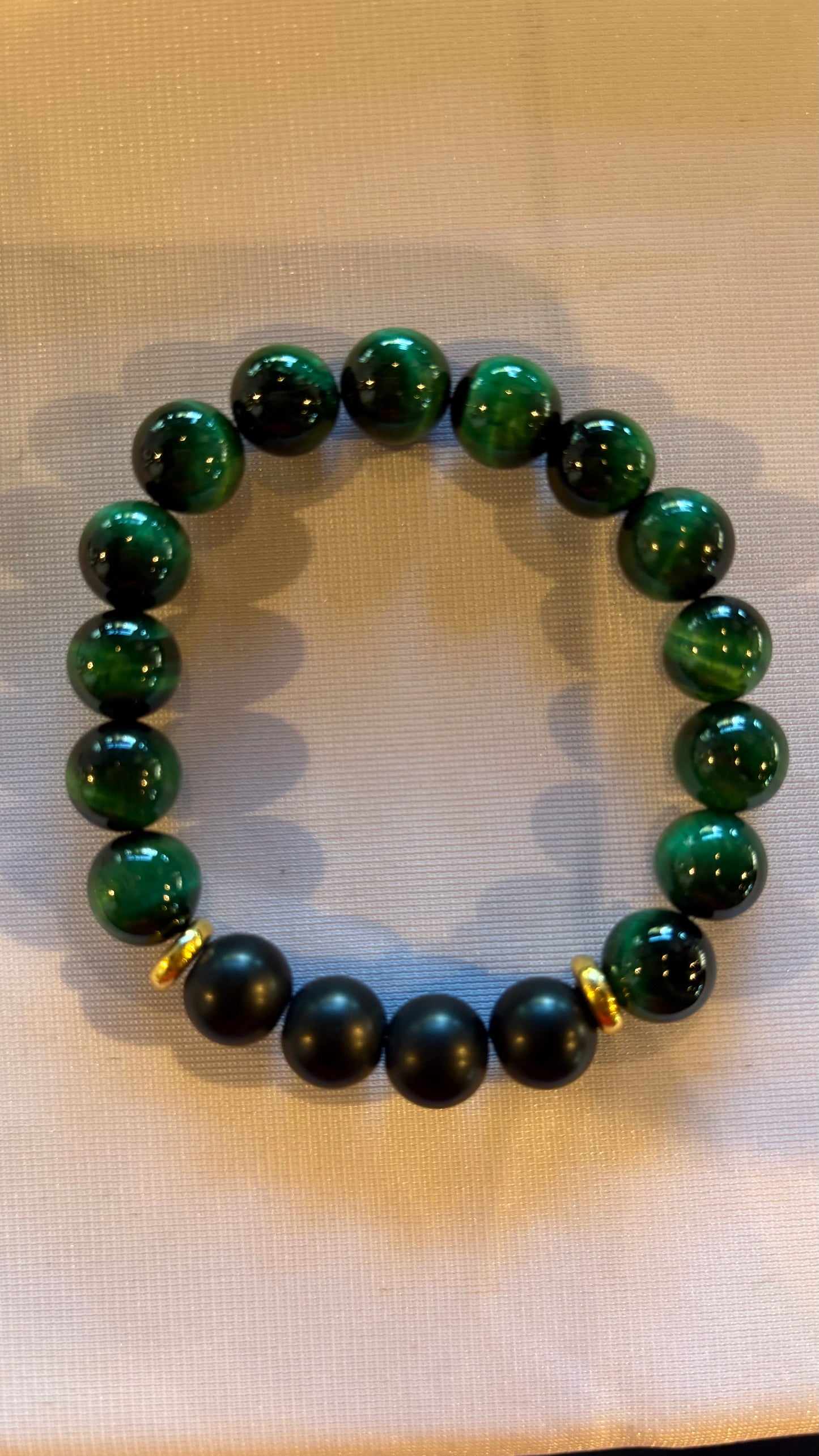 Men’s Green Tiger Eye & Black Onyx, 10mm