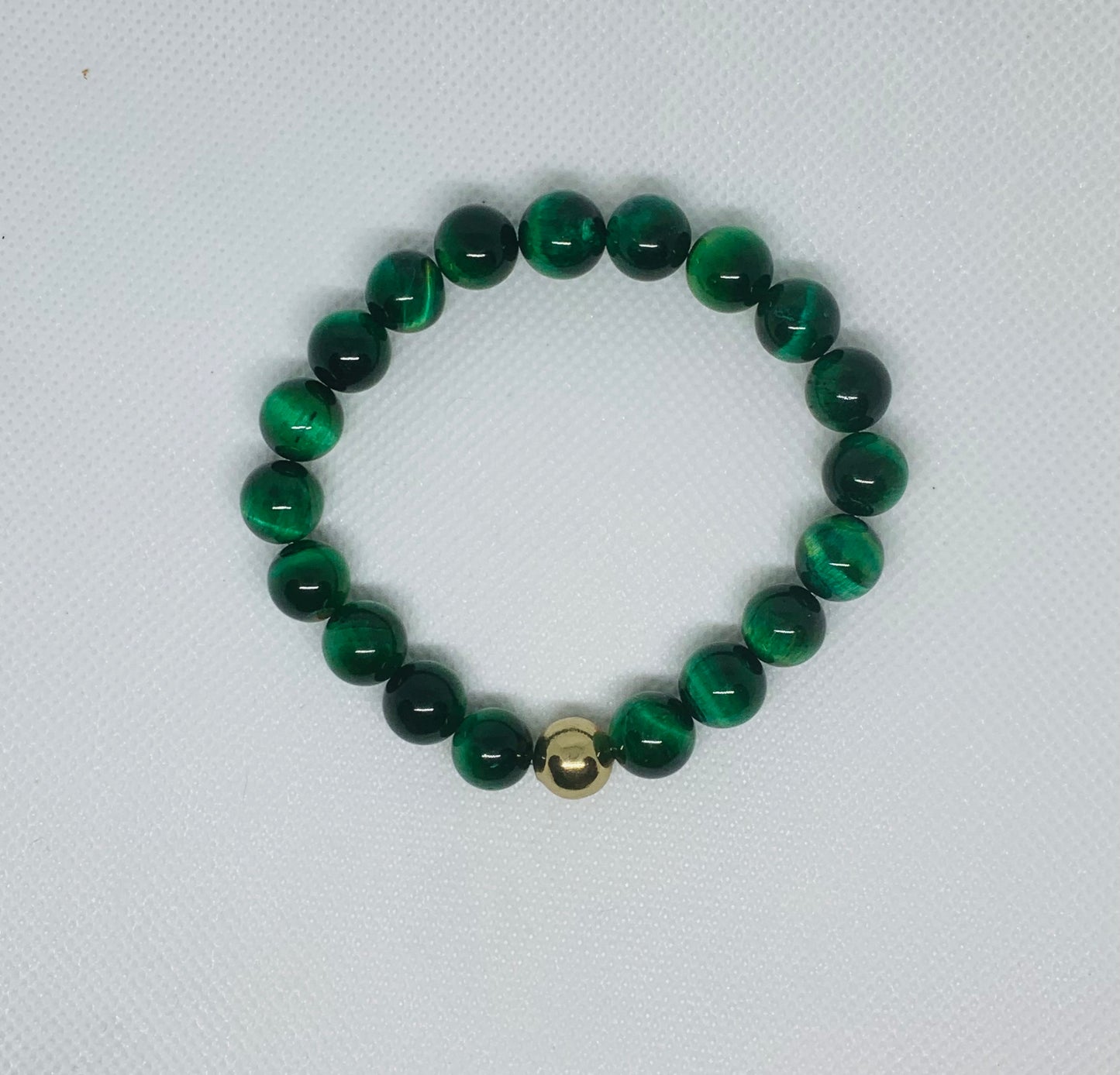 Men’s Green Tiger Eye Beaded Bracelet, 10mm