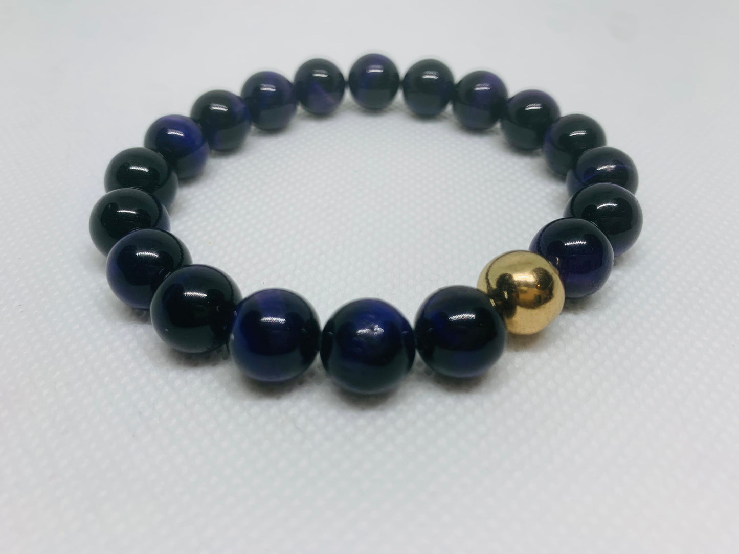 Men’s Purple Tiger Eye Beaded Bracelet, 10  mm