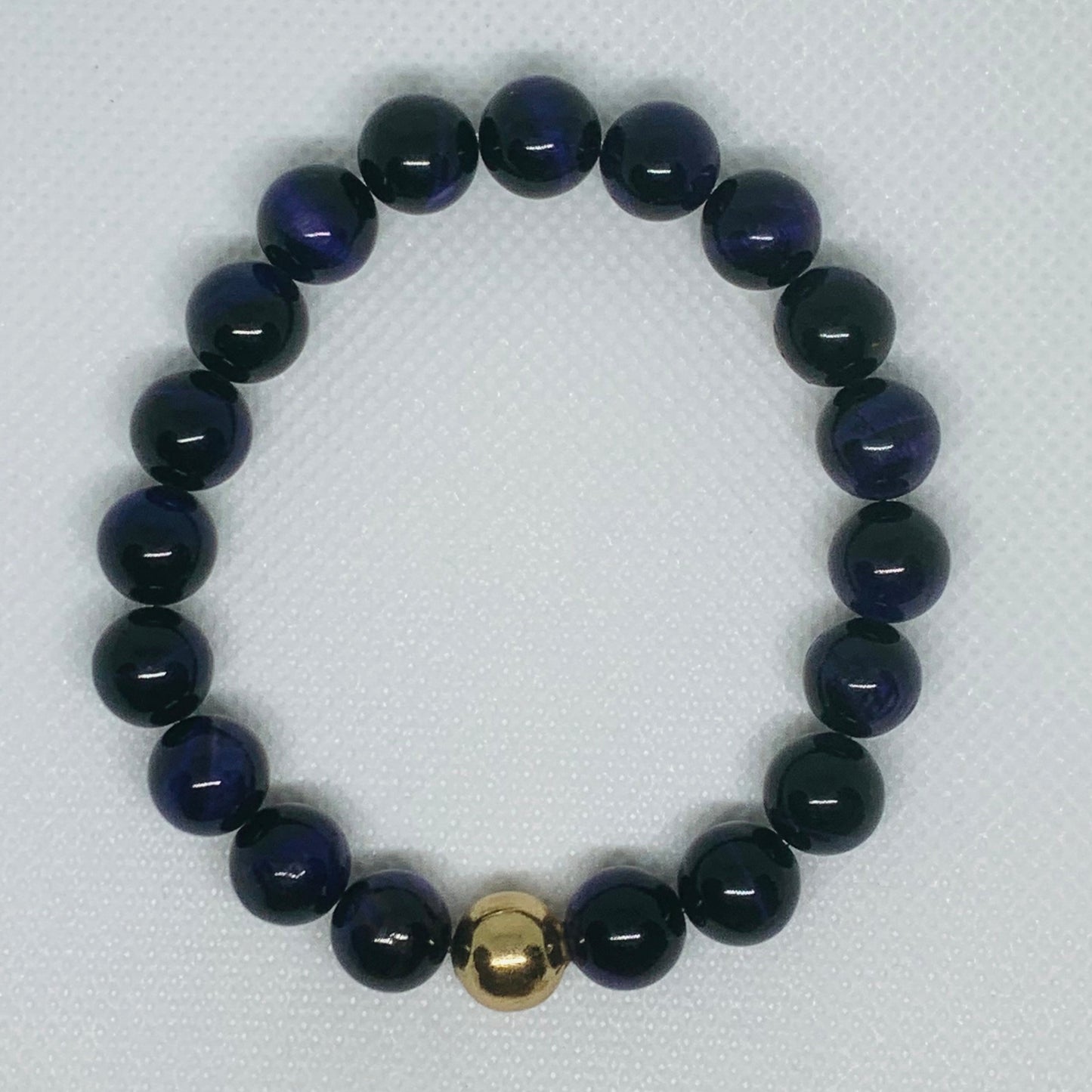 Men’s Purple Tiger Eye Beaded Bracelet, 10  mm