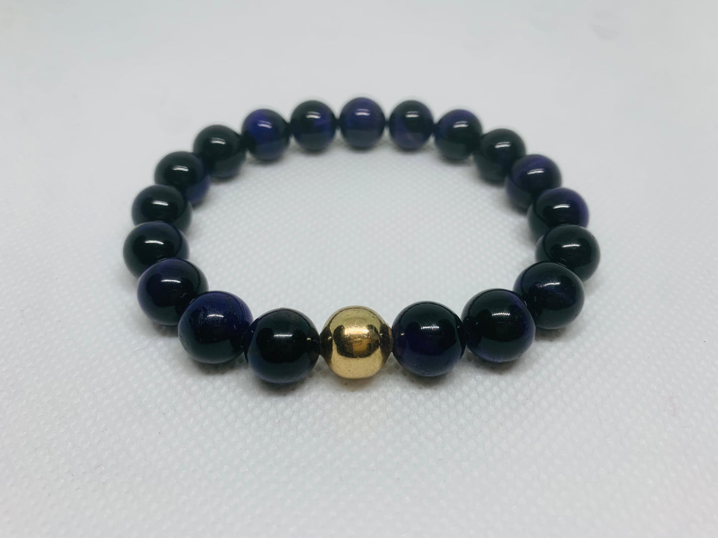 Men’s Purple Tiger Eye Beaded Bracelet, 10  mm