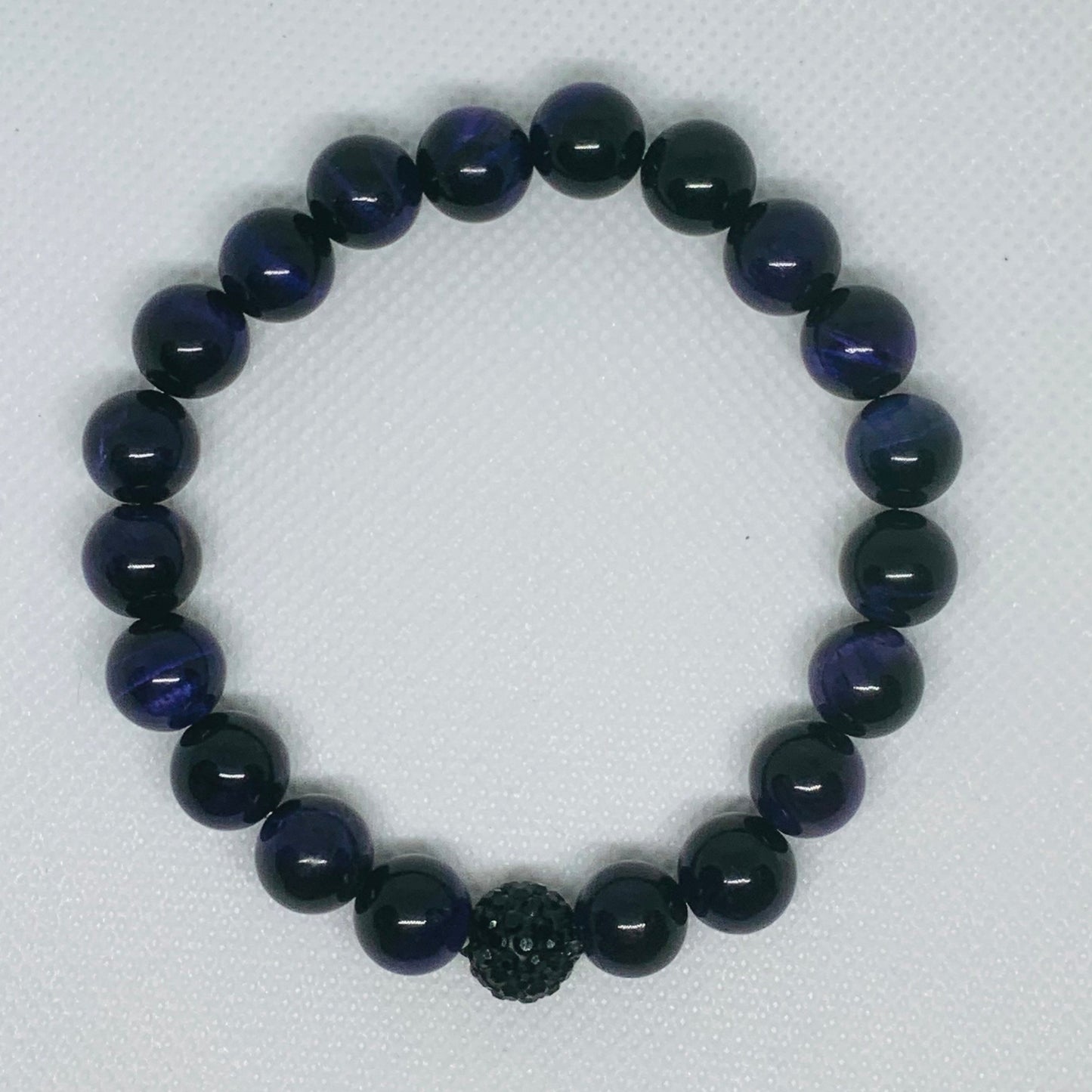 Men’s Purple Tiger Eye Beaded Bracelet, 10  mm