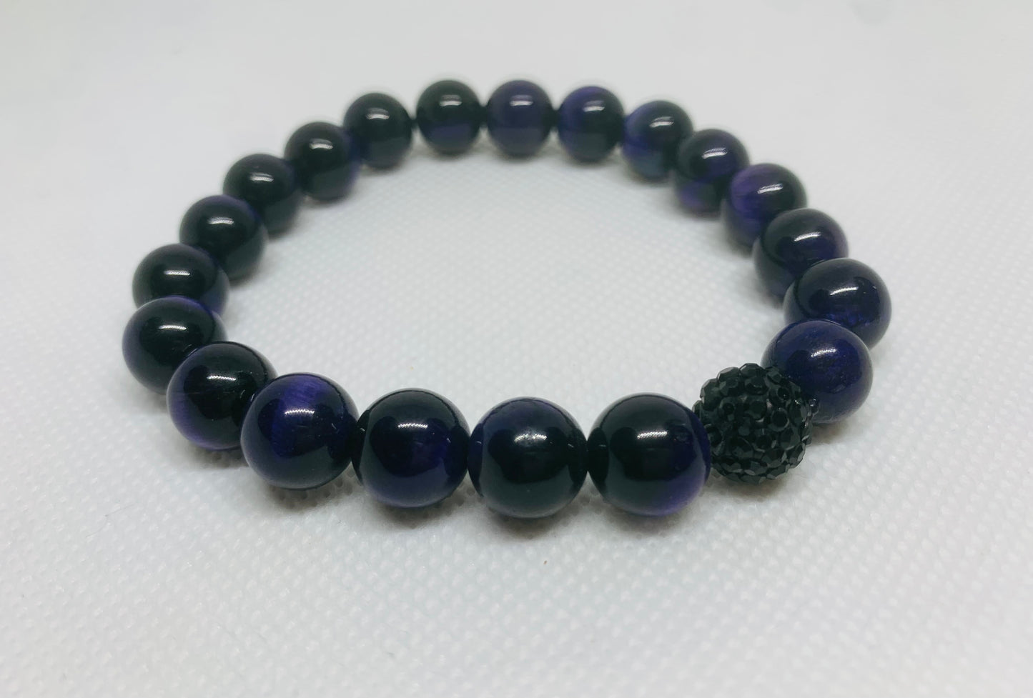 Men’s Purple Tiger Eye Beaded Bracelet, 10  mm