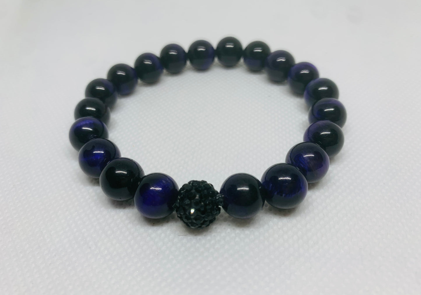 Men’s Purple Tiger Eye Beaded Bracelet, 10  mm