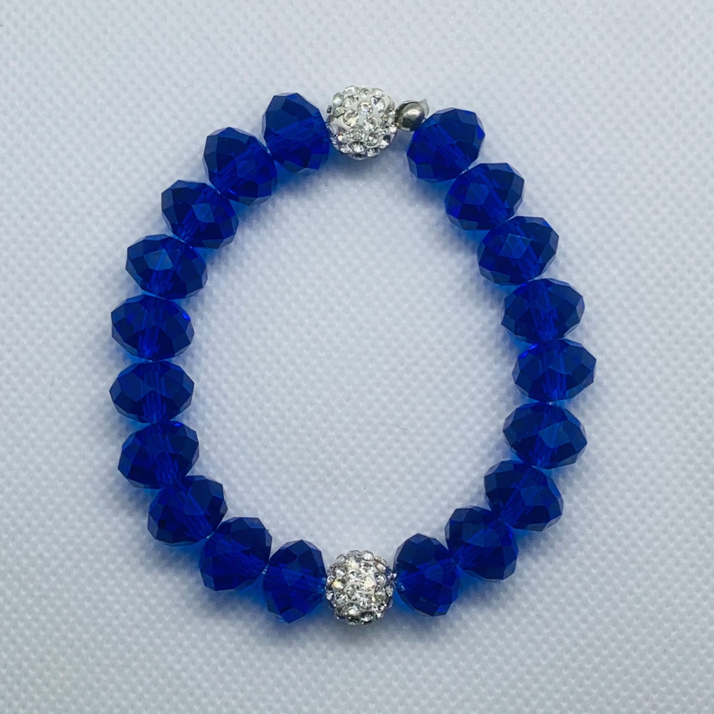 Royal Blue Crystal Pave Beaded Stretch Bracelet, 12mm