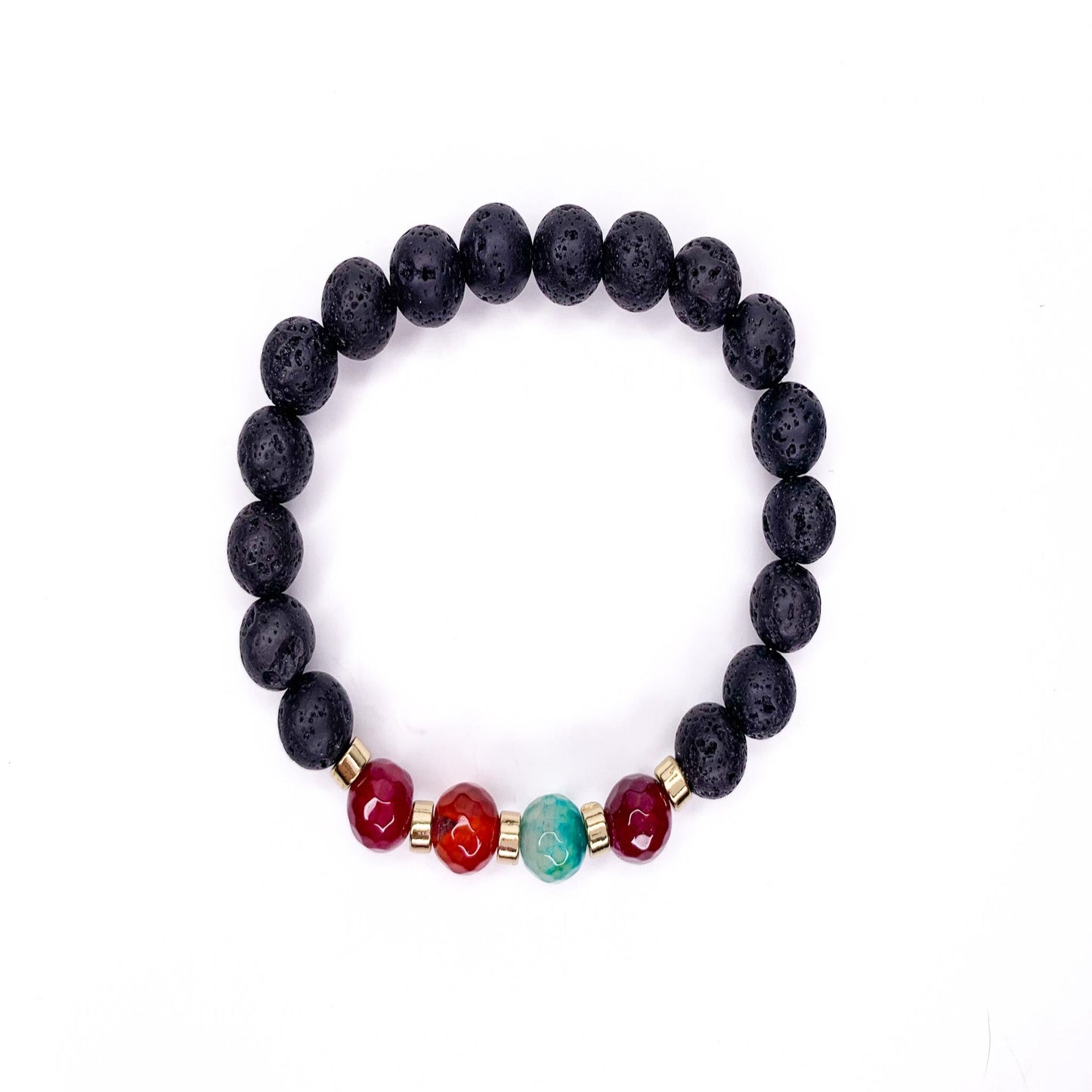 Men's Multi Mix Lava Beaded Stretch Bracelet, 8mm