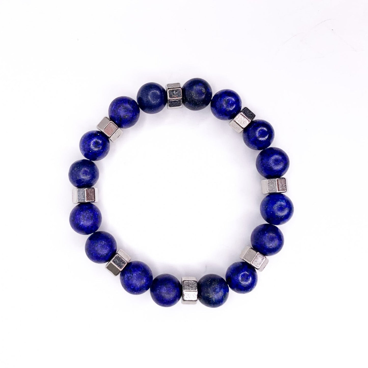 Men's Lapis & Bolt's Beaded Stretch Bracelet, 10mm