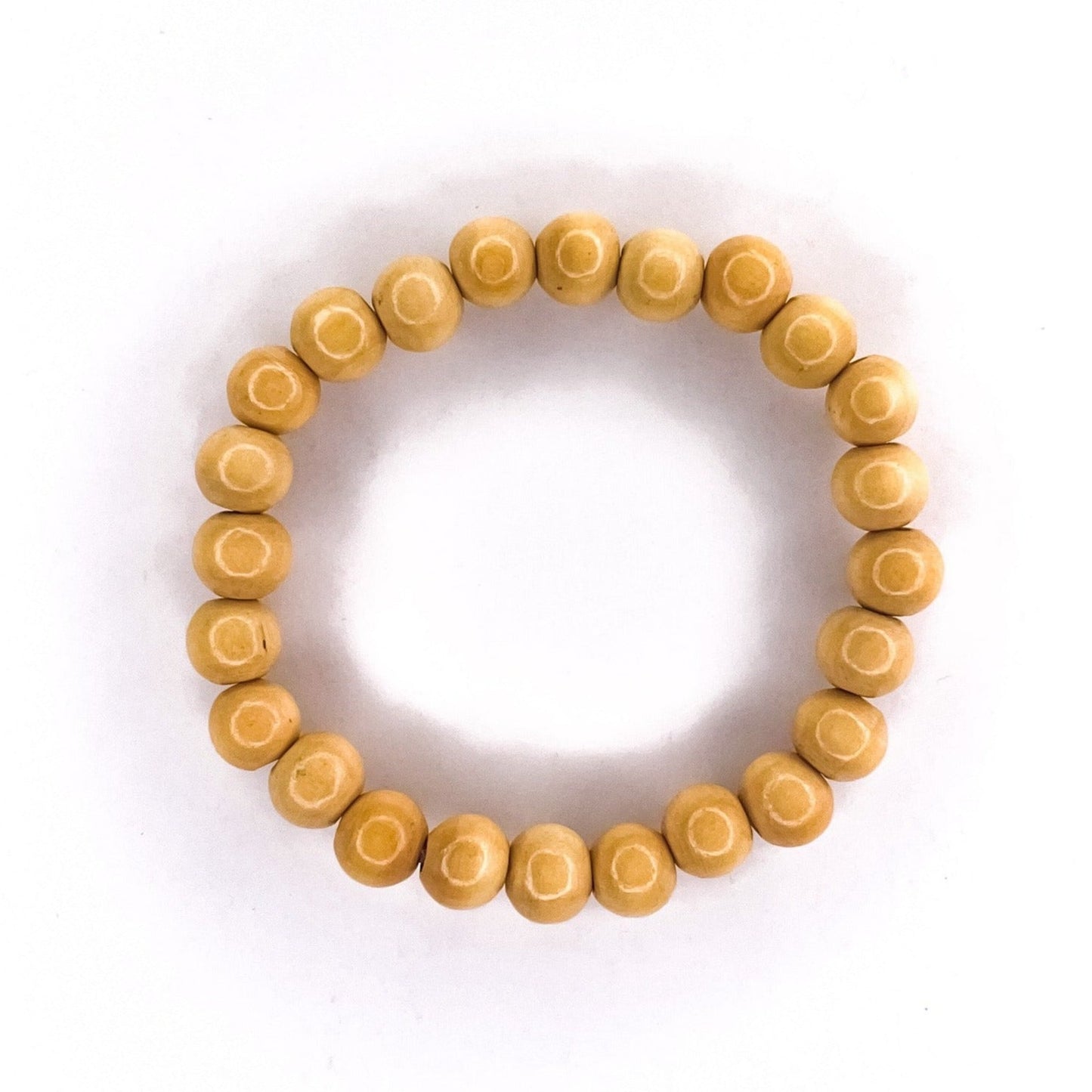 Men's Light Wood Bead Beaded Stretch Bracelet, 10mm