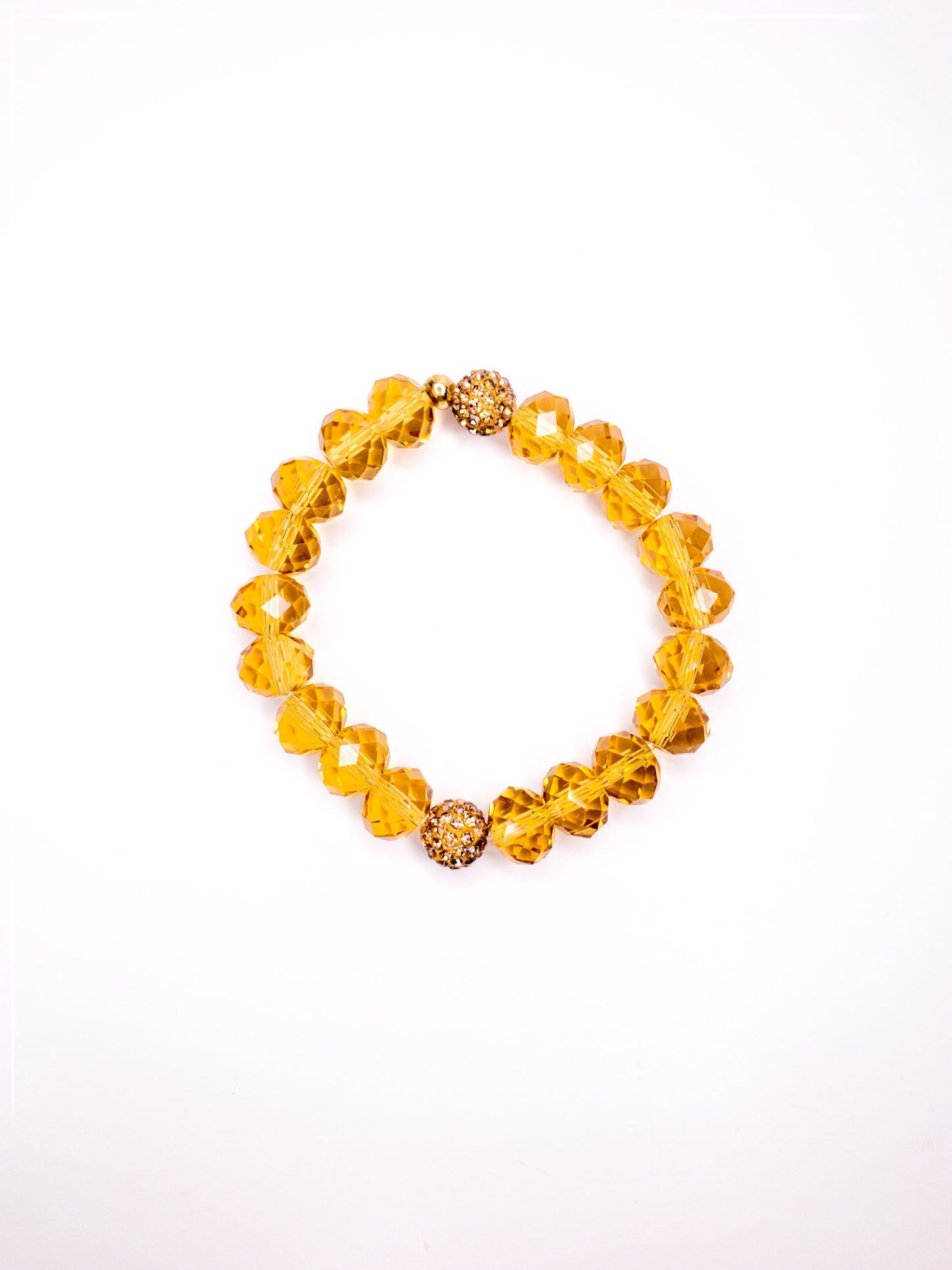 Yellow Topaz Crystal Pave Beaded Bracelet, 12mm