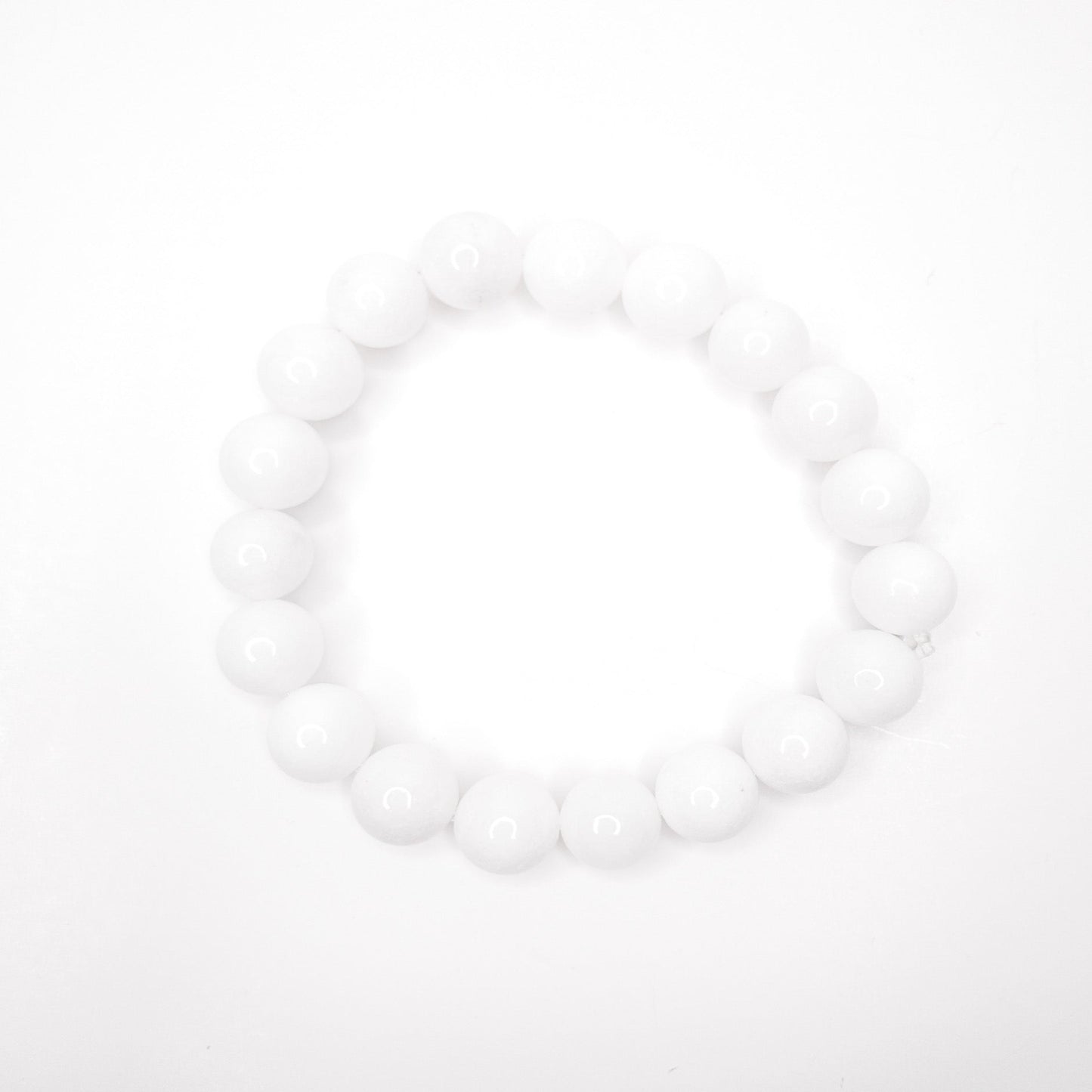 Natural White Vibe Beaded Stretch Bracelet, 10mm