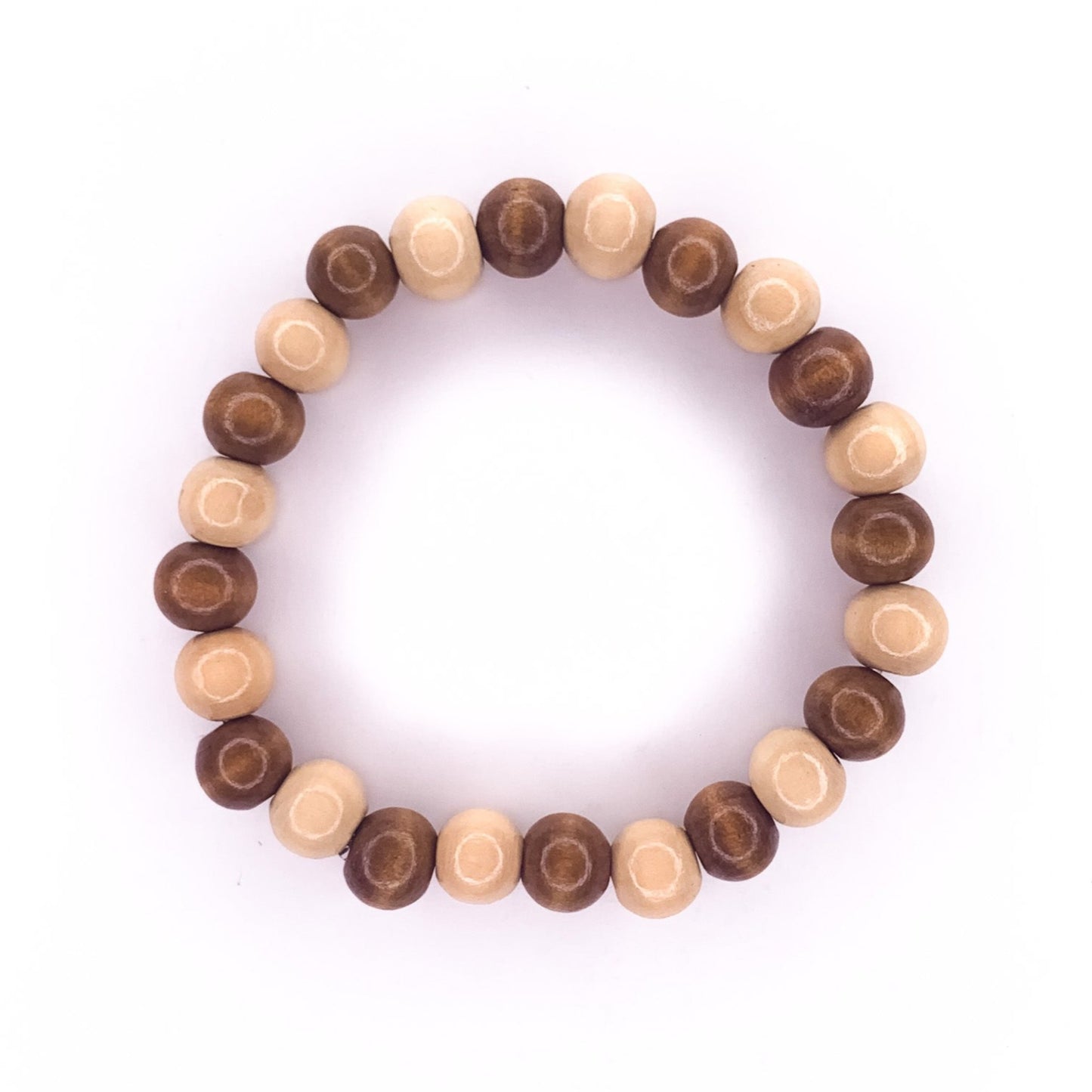 Men's Mix Wood Beaded Stretch Bracelet, 10mm