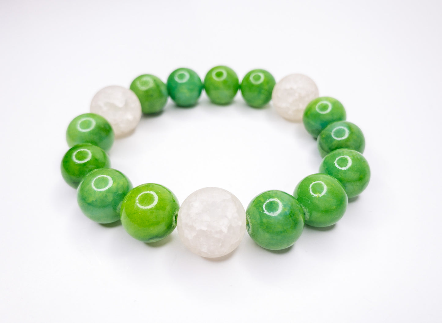 Apple Green & Crackle Vibe Beaded Stretch Bracelet, 12mm