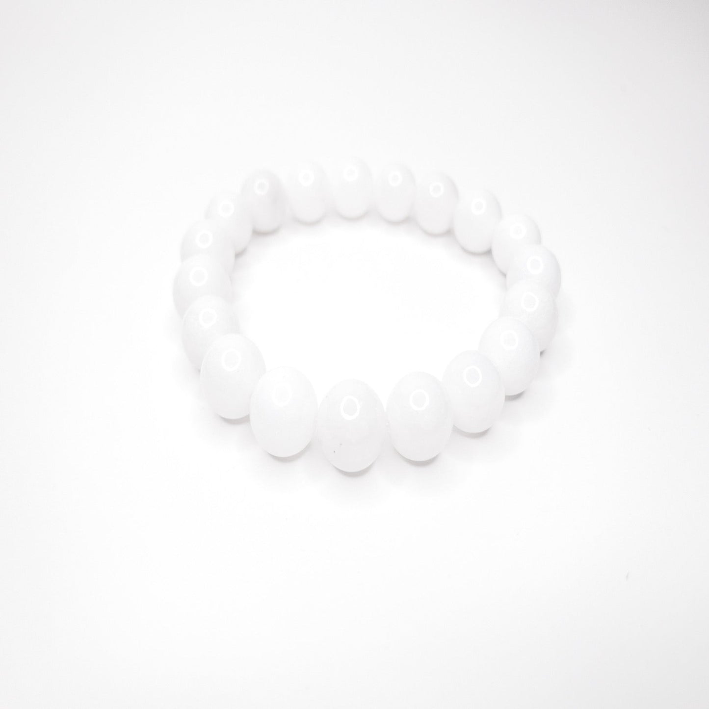 Natural White Vibe Beaded Stretch Bracelet, 10mm