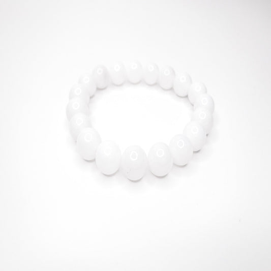 Natural White Vibe Beaded Stretch Bracelet, 10mm