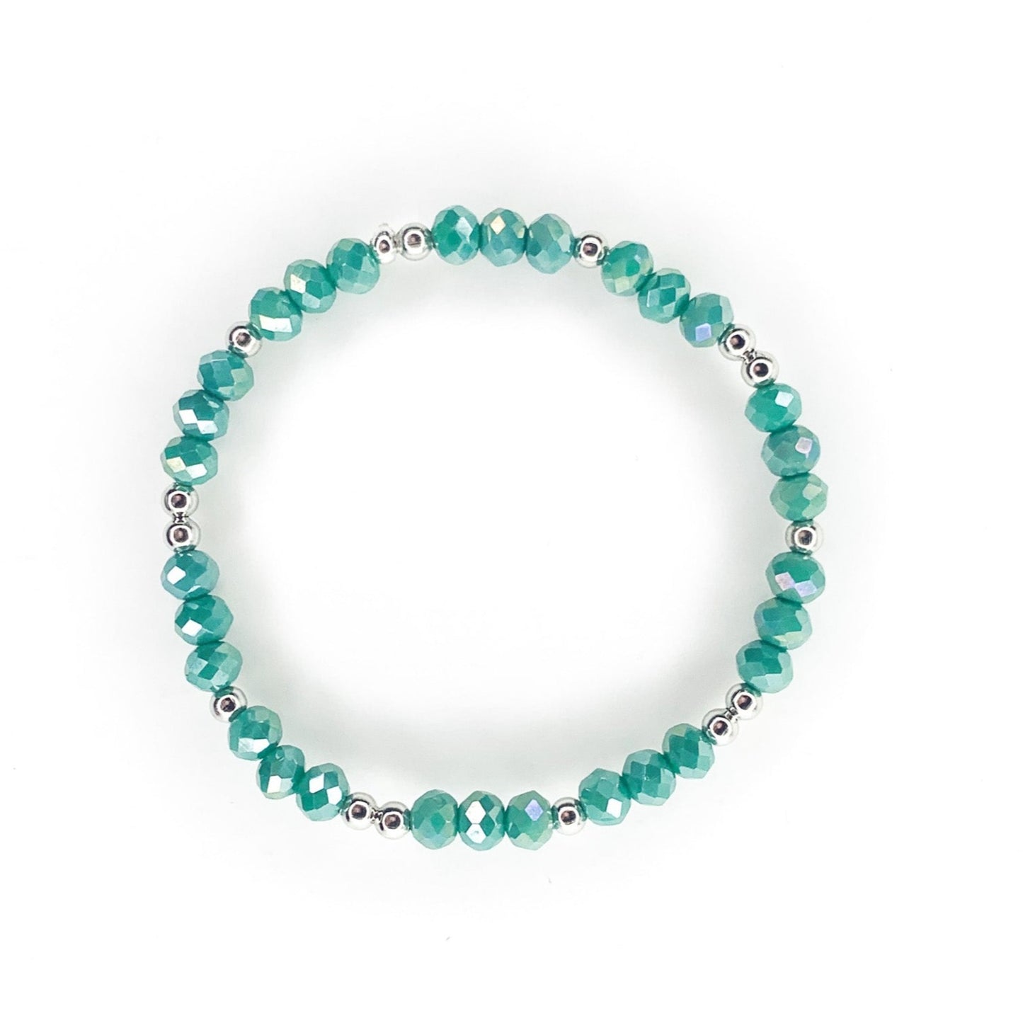 Green Crystal Beaded Stretch Bracelet, 4mm