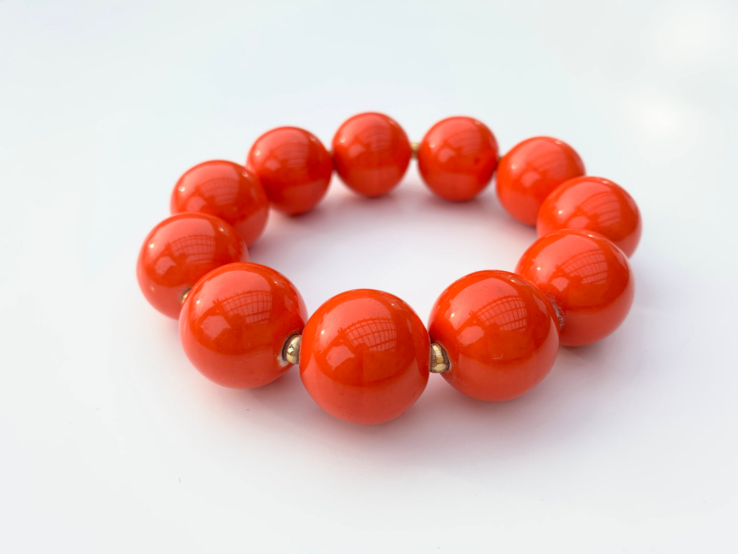 Graceful Orange Ceramic Beaded Bracelet 14mm