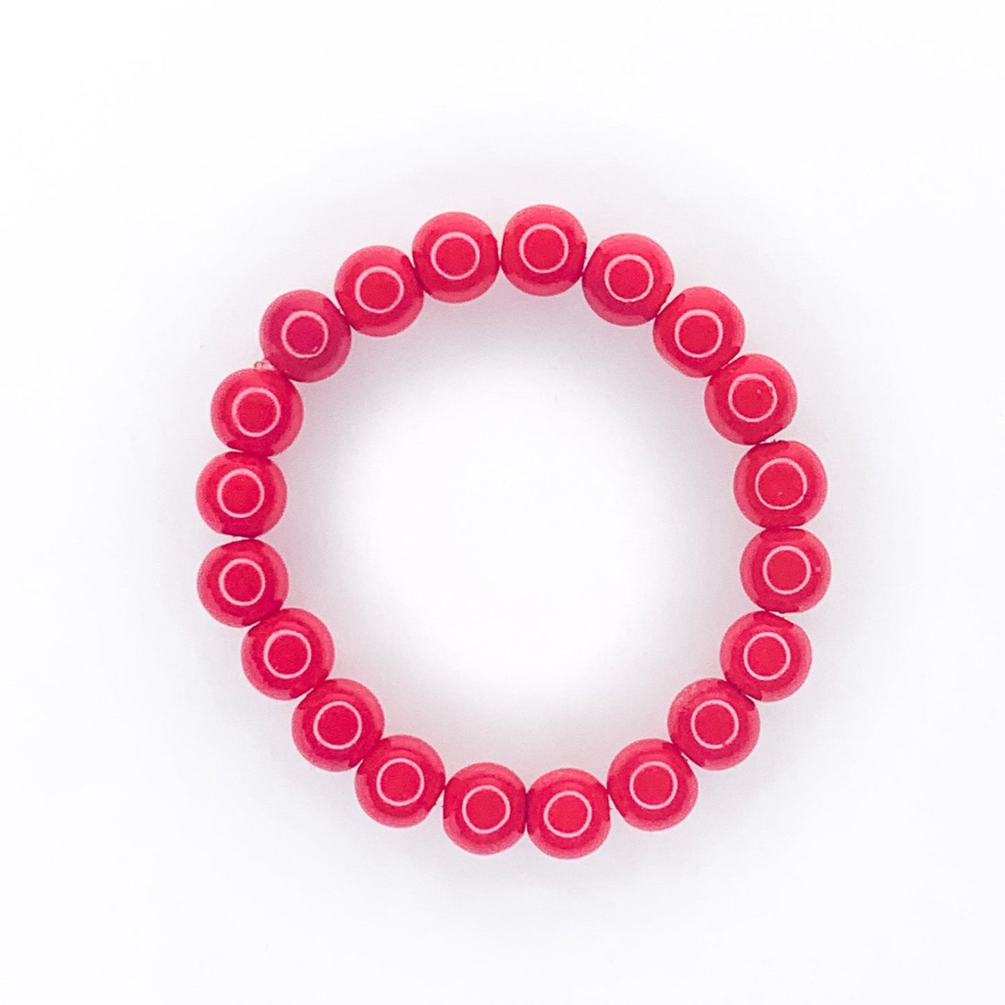 Red Vibe Beaded Stretch Bracelet, 10mm