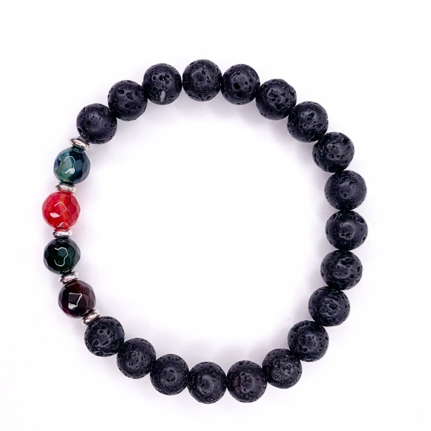 Men's Multi Mix Lava Beaded Stretch Bracelet, 8mm