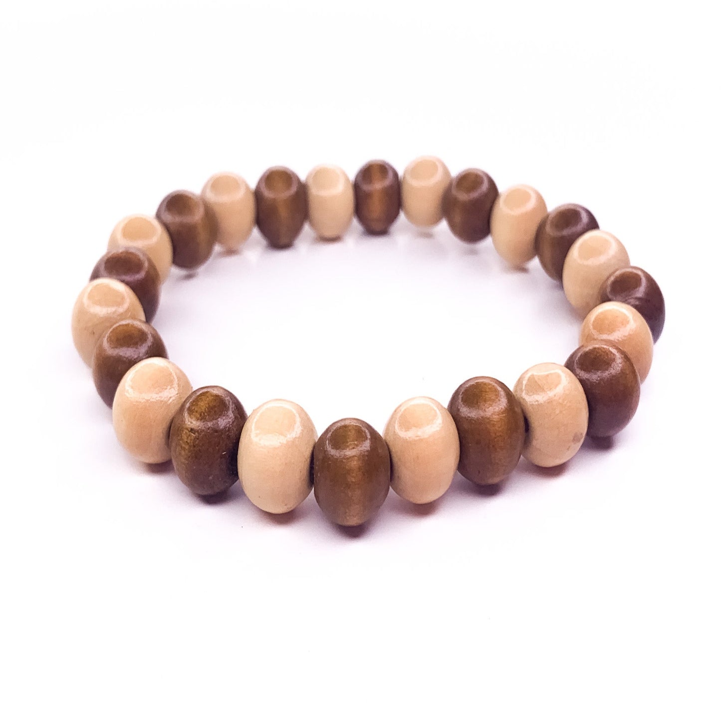 Men's Mix Wood Beaded Stretch Bracelet, 10mm