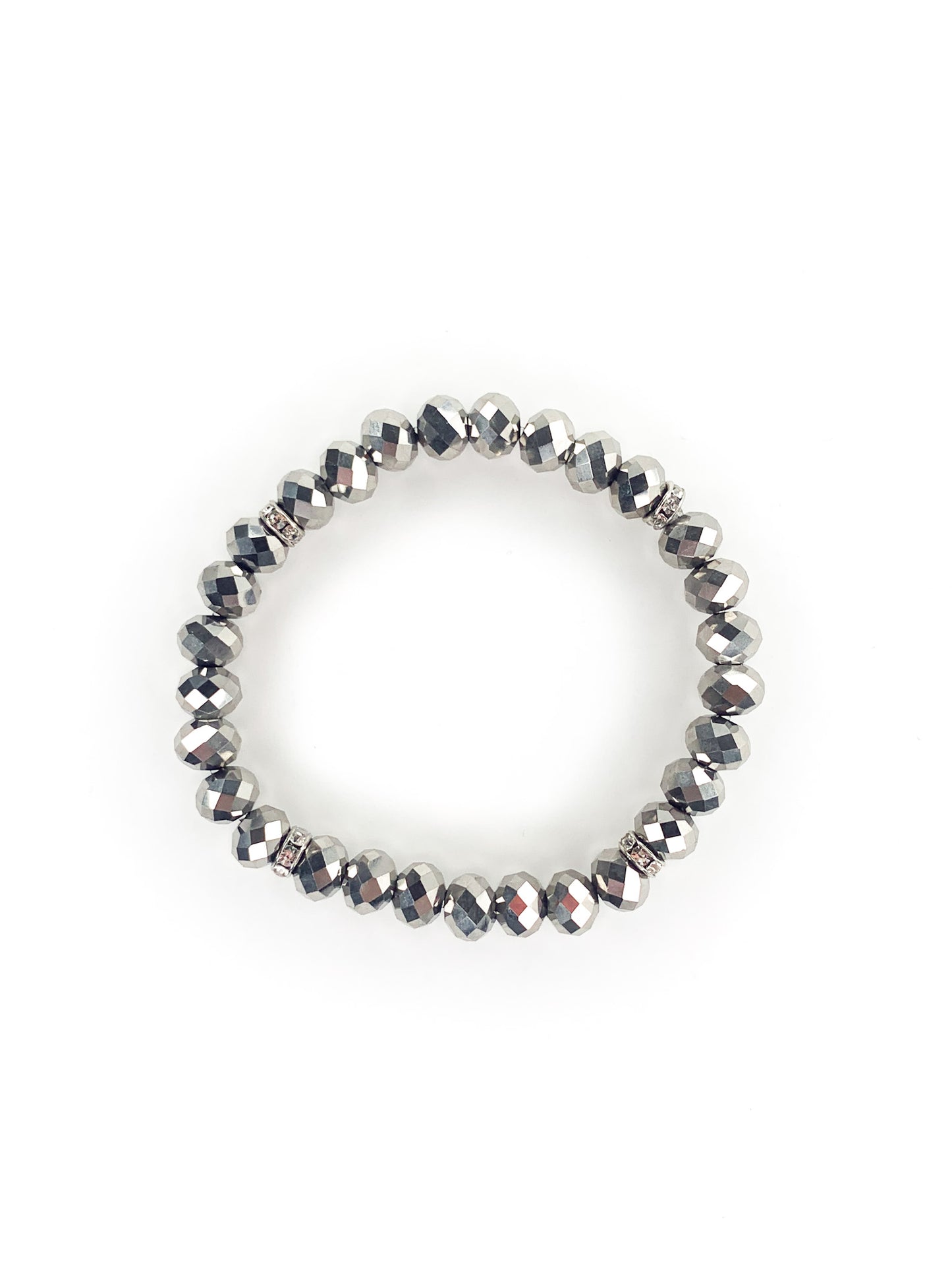 Black Jasper & Crystal Beaded Stretch Bracelet, 6mm