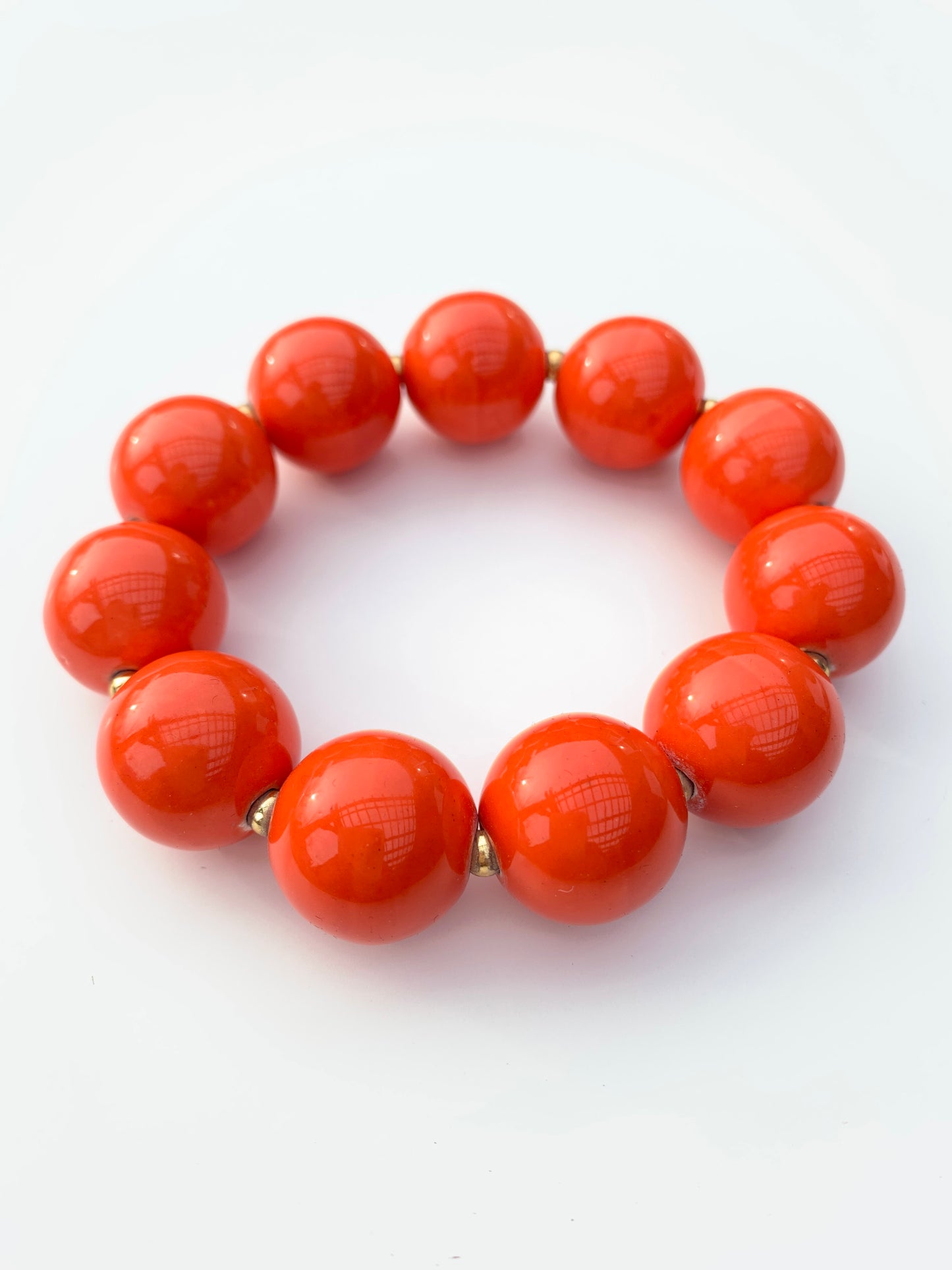 Graceful Orange Ceramic Beaded Bracelet 14mm