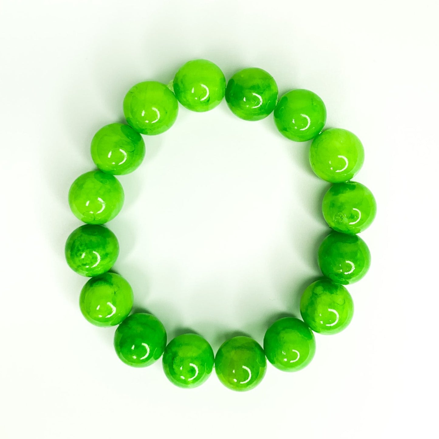 Apple Green Vibe Beaded Stretch Bracelet, 12mm