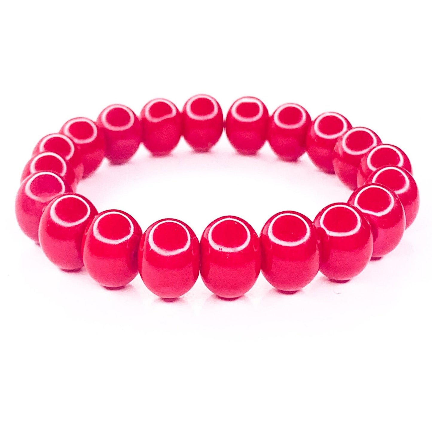 Red Vibe Beaded Stretch Bracelet, 10mm